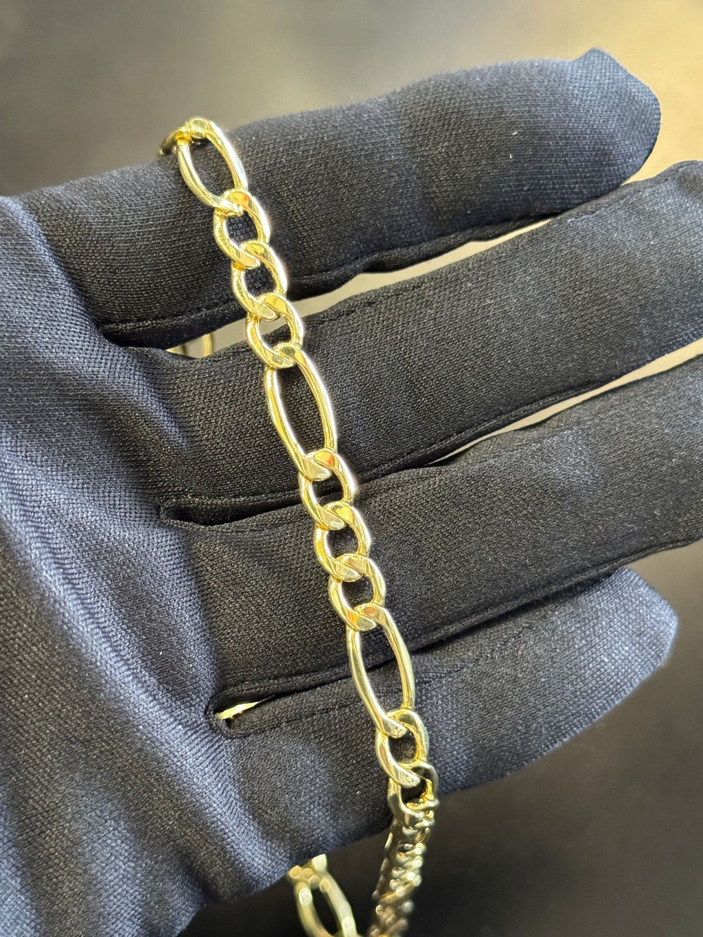 14K Gold Hollow Figaro Chain