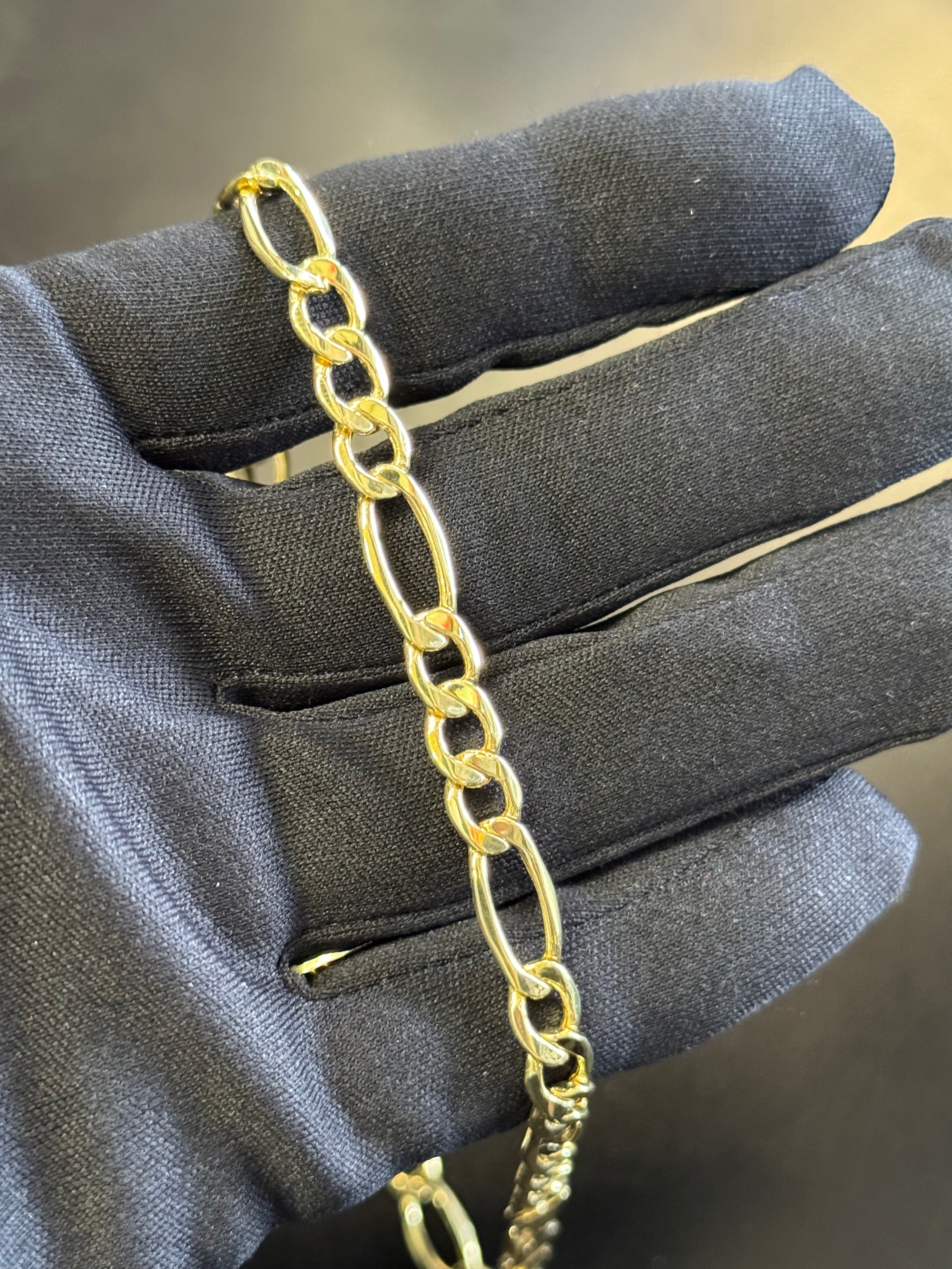 14K Gold Hollow Figaro Chain
