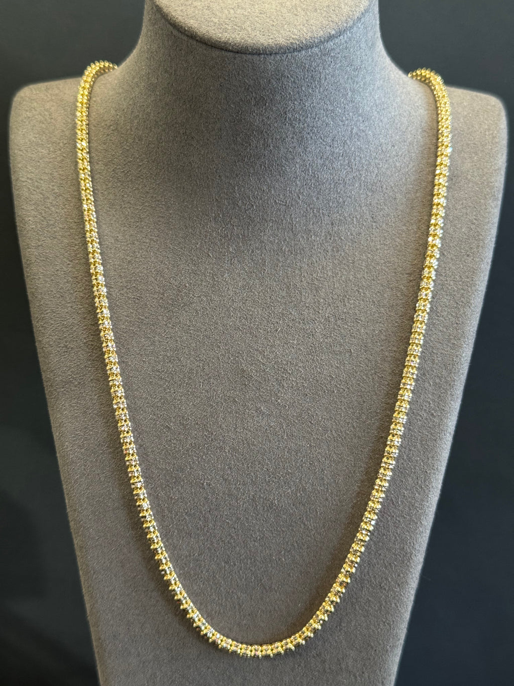 14K Gold Two Tone Ice Chain