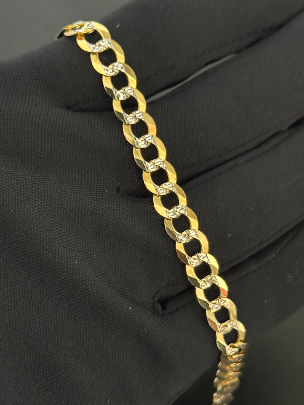 14K Gold Solid Two Tone Cuban Bracelet