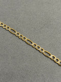 14K Gold Semi Solid Two Tone Figaro Chain Bracelet