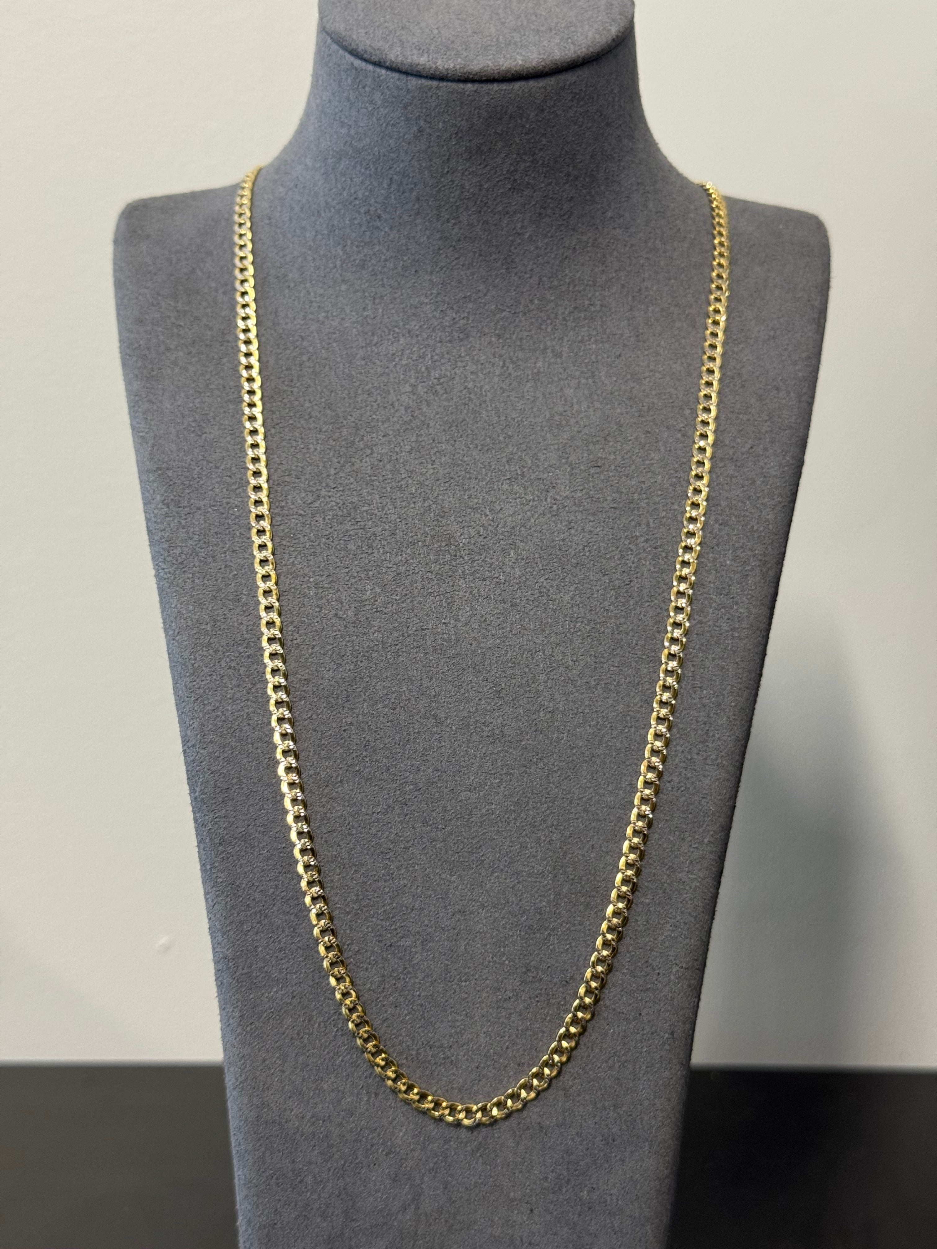 14K Gold Hollow Two Tone Cuban Chain