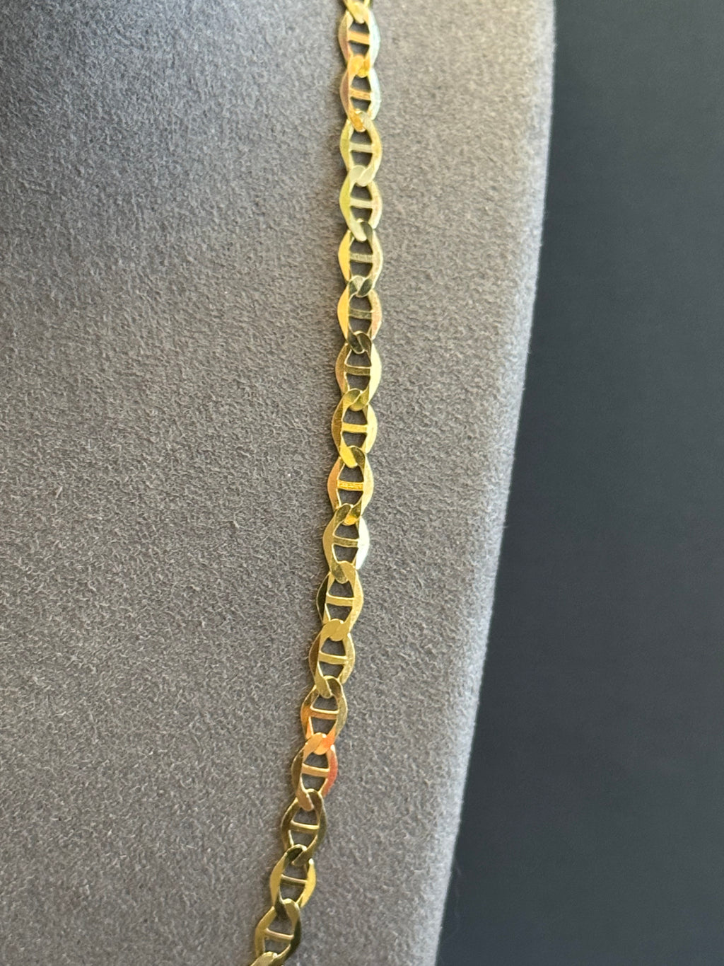 14K Gold Solid Mariner Chain