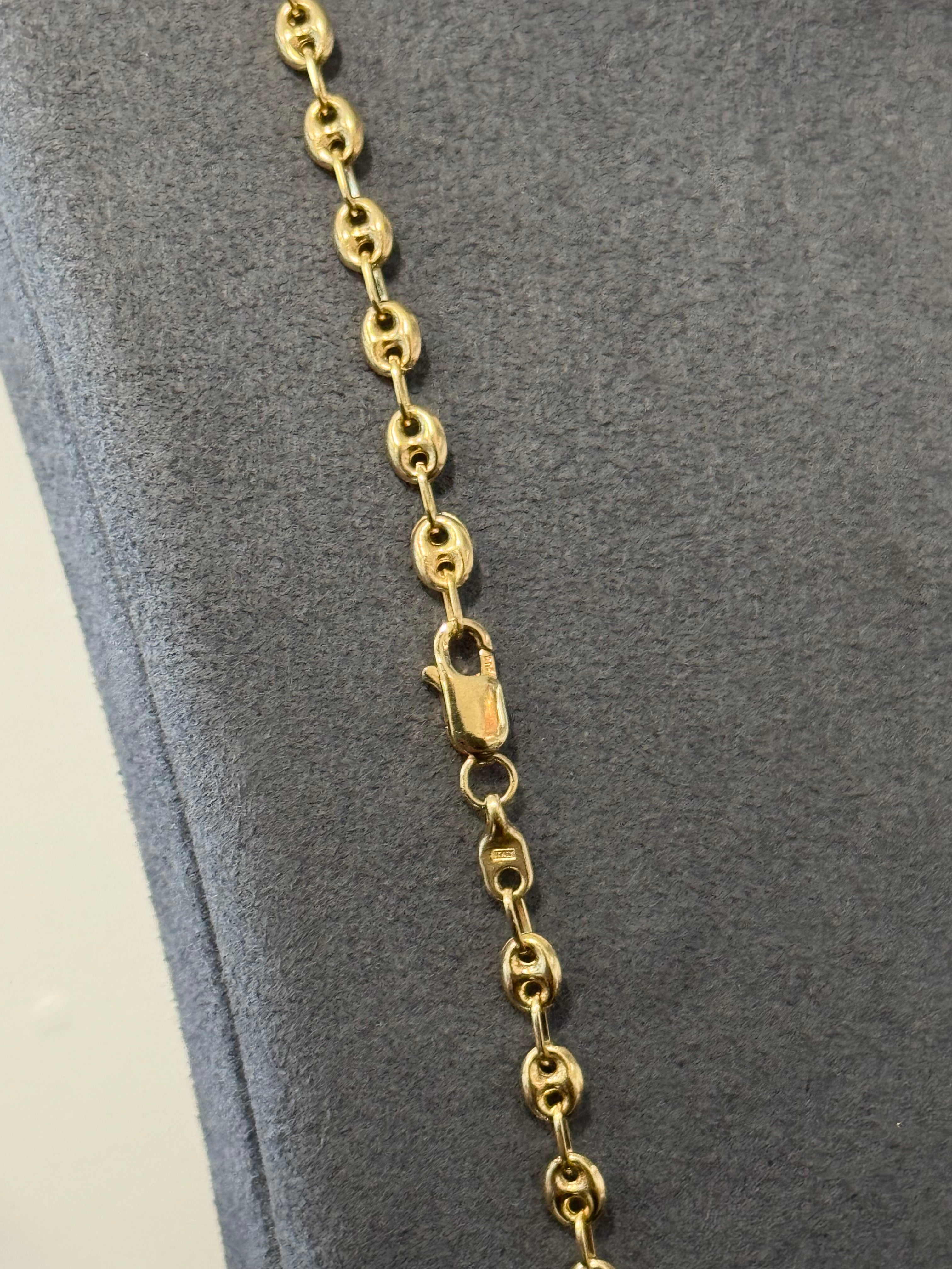 14K Semi Solid Gold Puffed Mariner Chain
