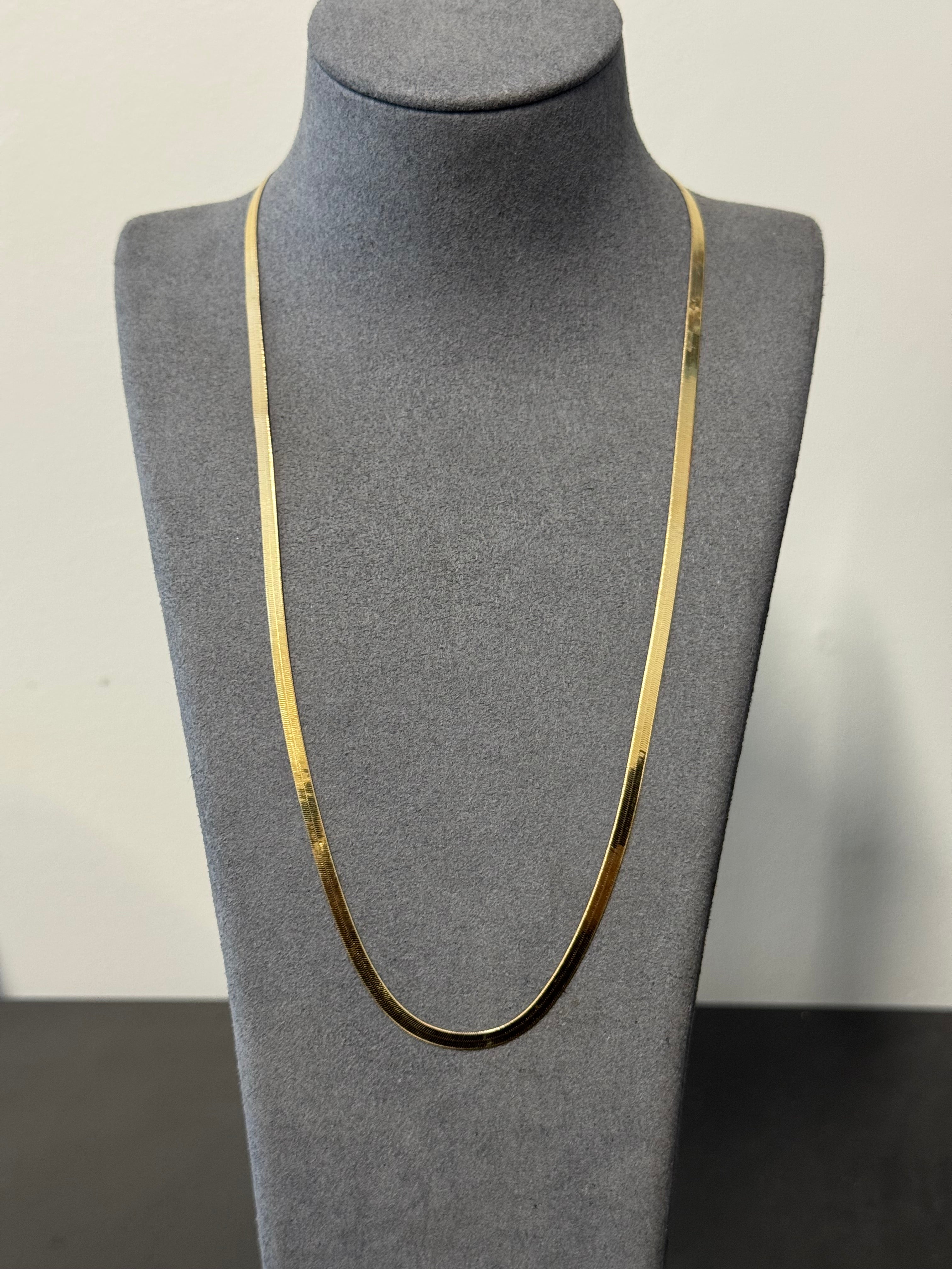 14K Gold Herringbone Chain