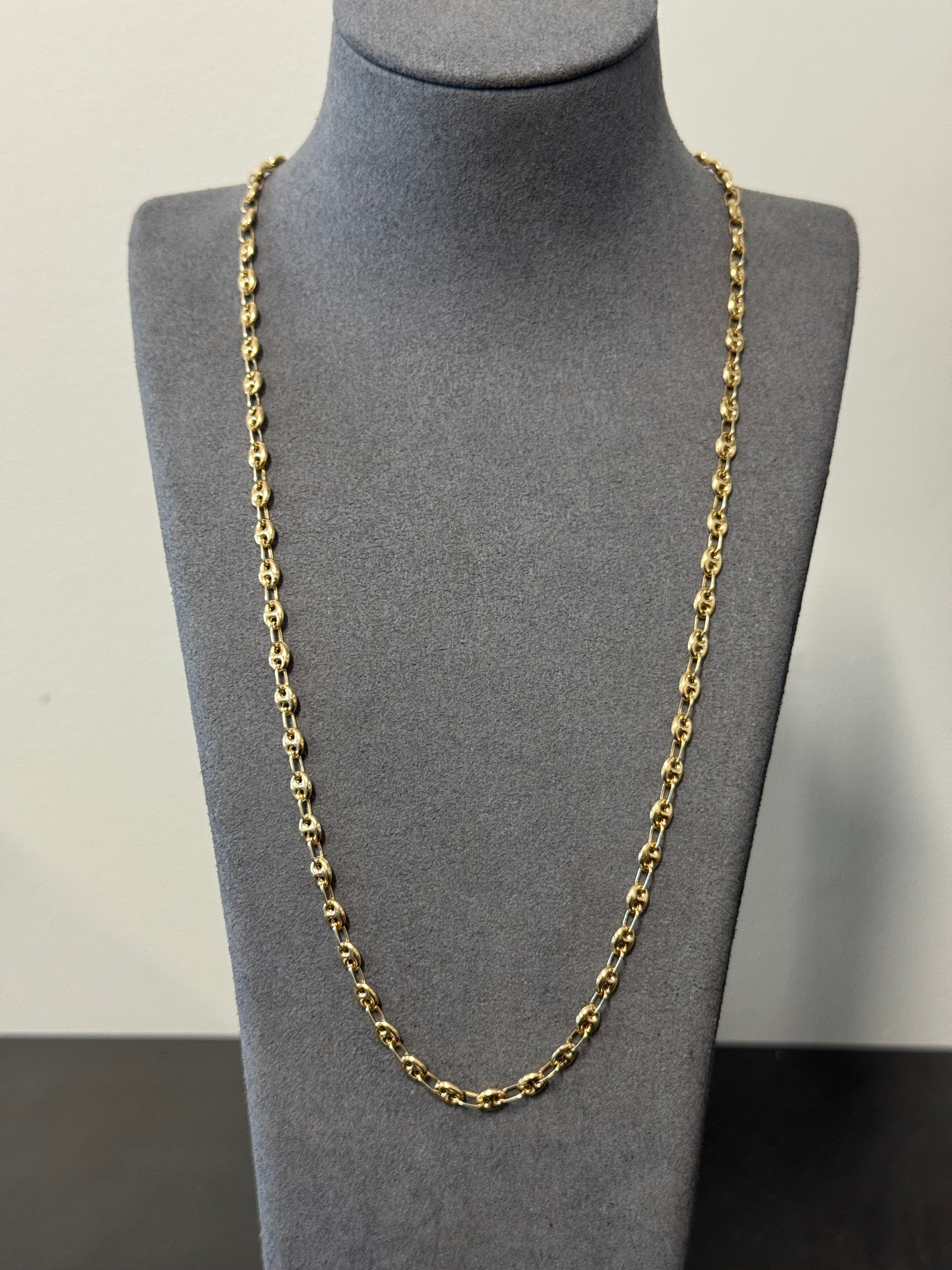 14K Semi Solid Gold Puffed Mariner Chain