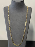 14K Gold Semi Solid Two Tone Figaro Chain