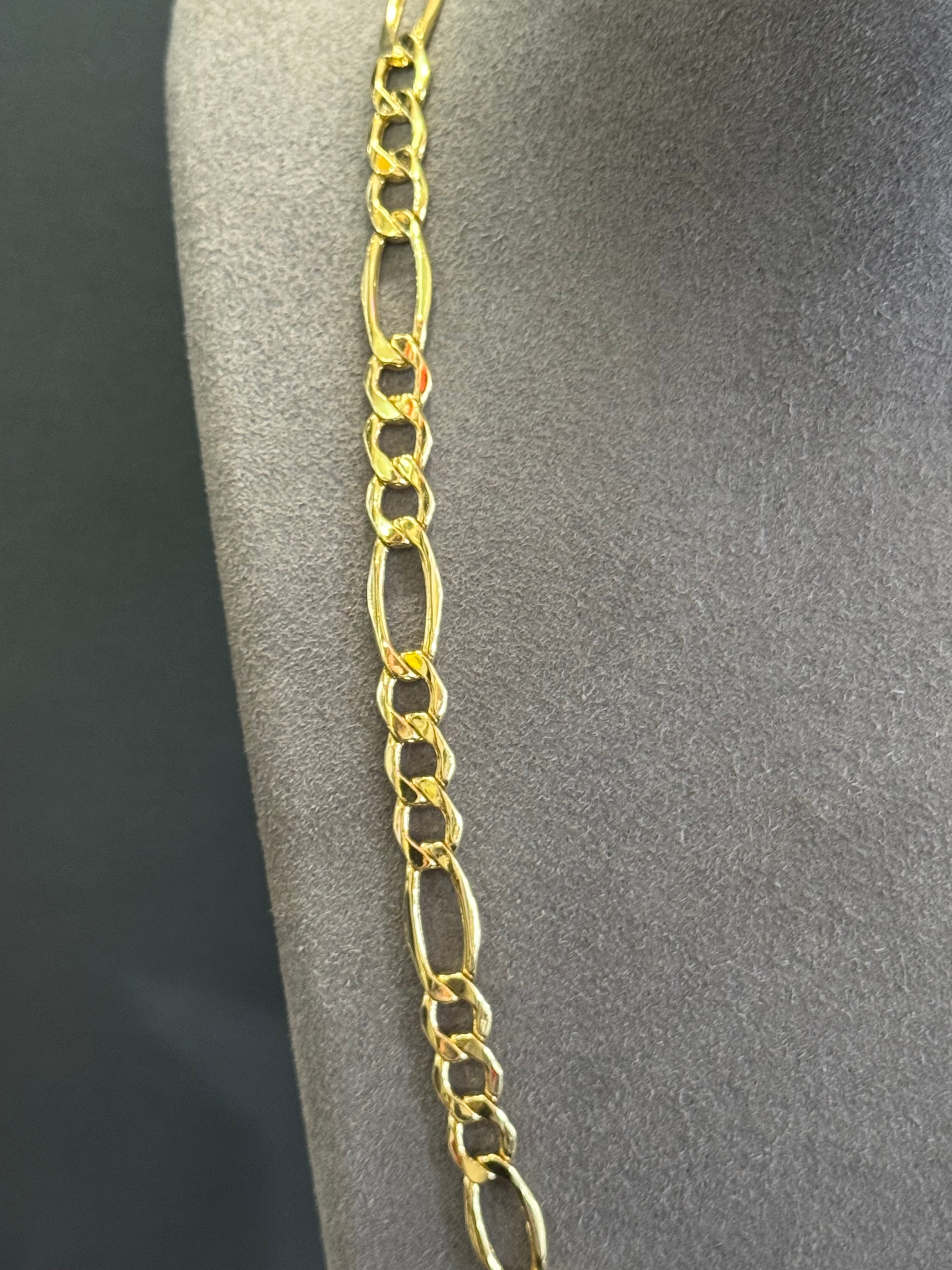 14K Gold Hollow Figaro Chain