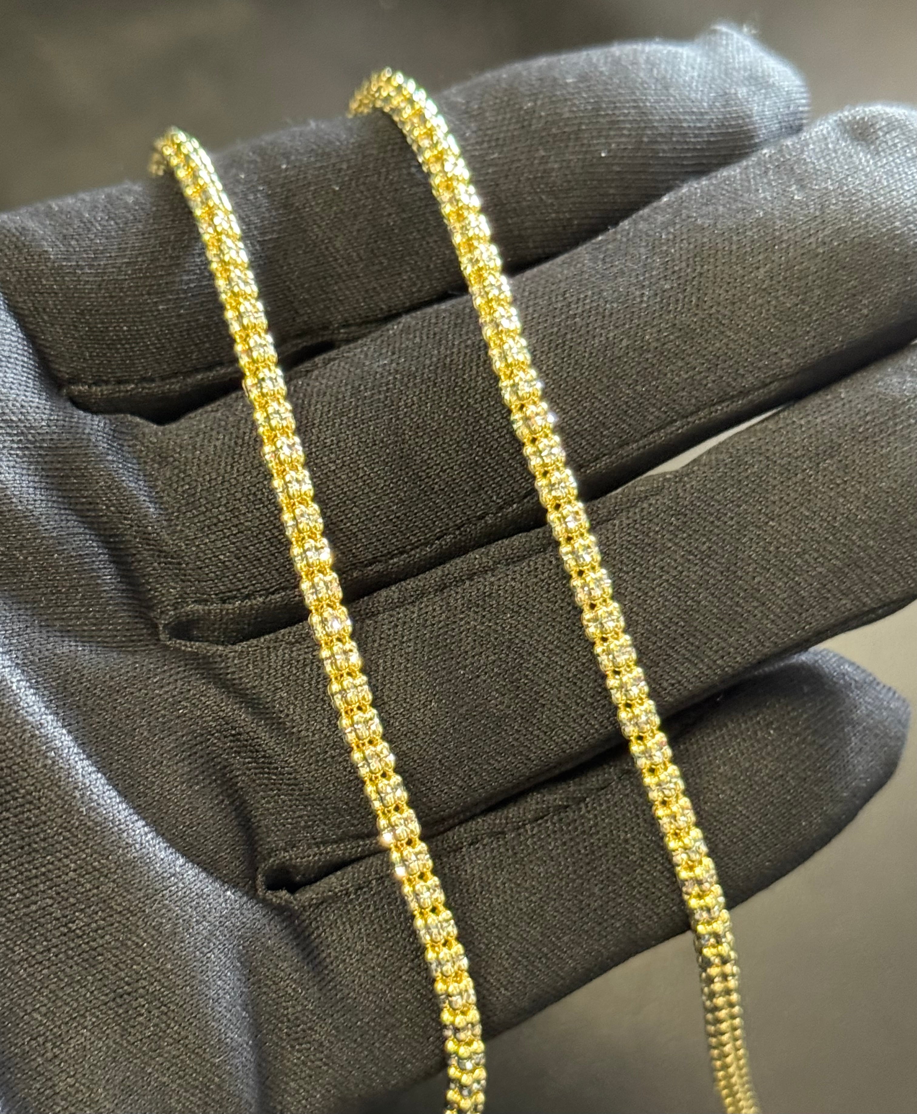 14K Gold Two Tone Ice Chain