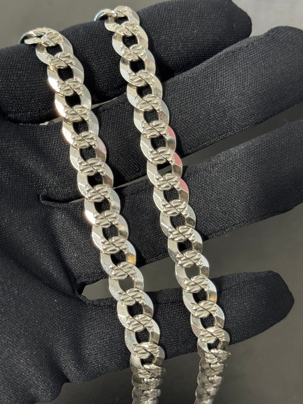 925 Sterling Silver Pave Cuban Chain