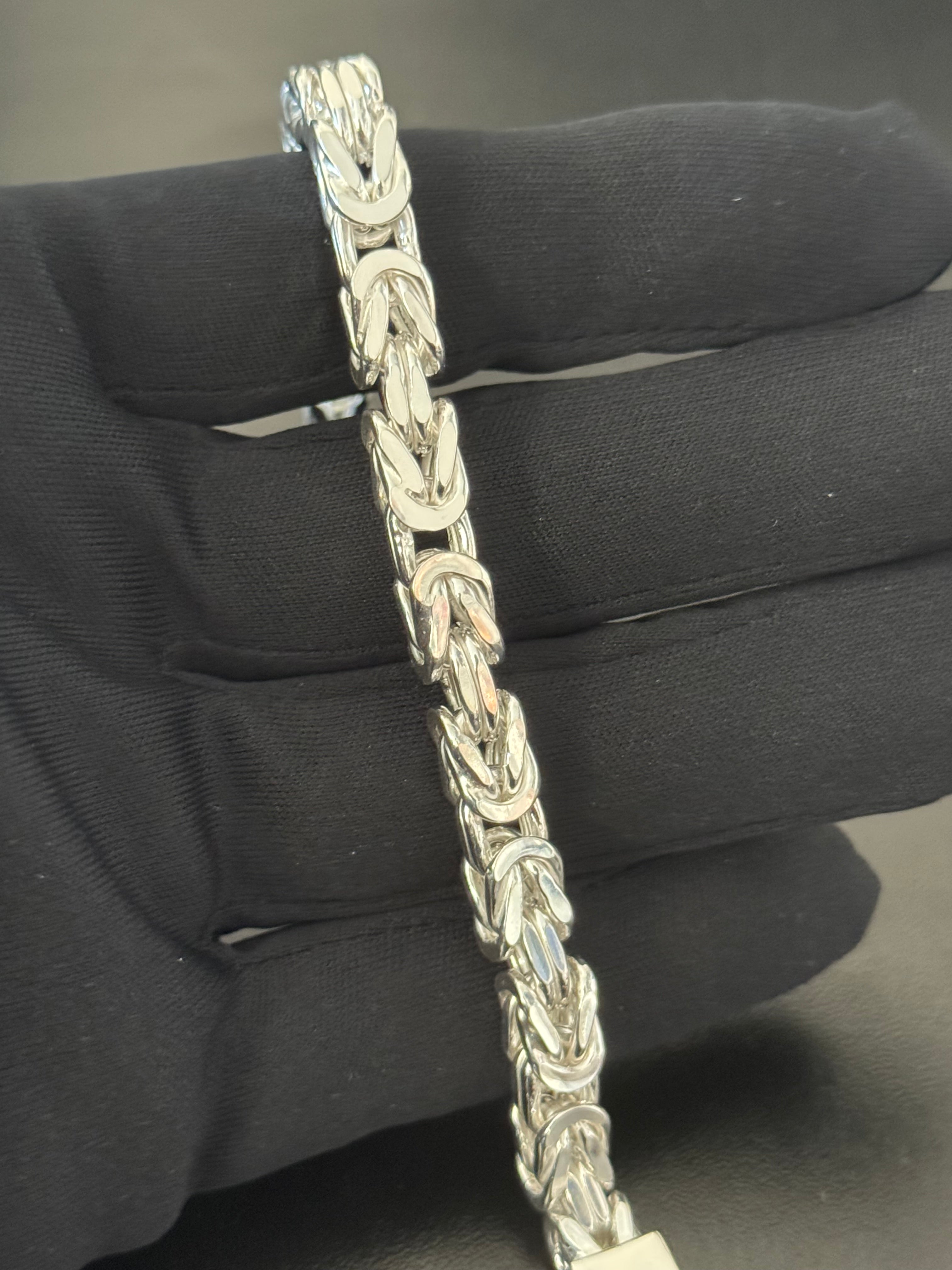925 Sterling Silver Byzantine Chain Bracelet