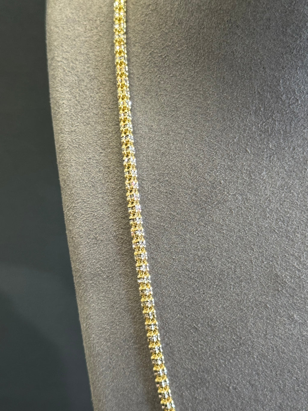 14K Gold Two Tone Ice Chain