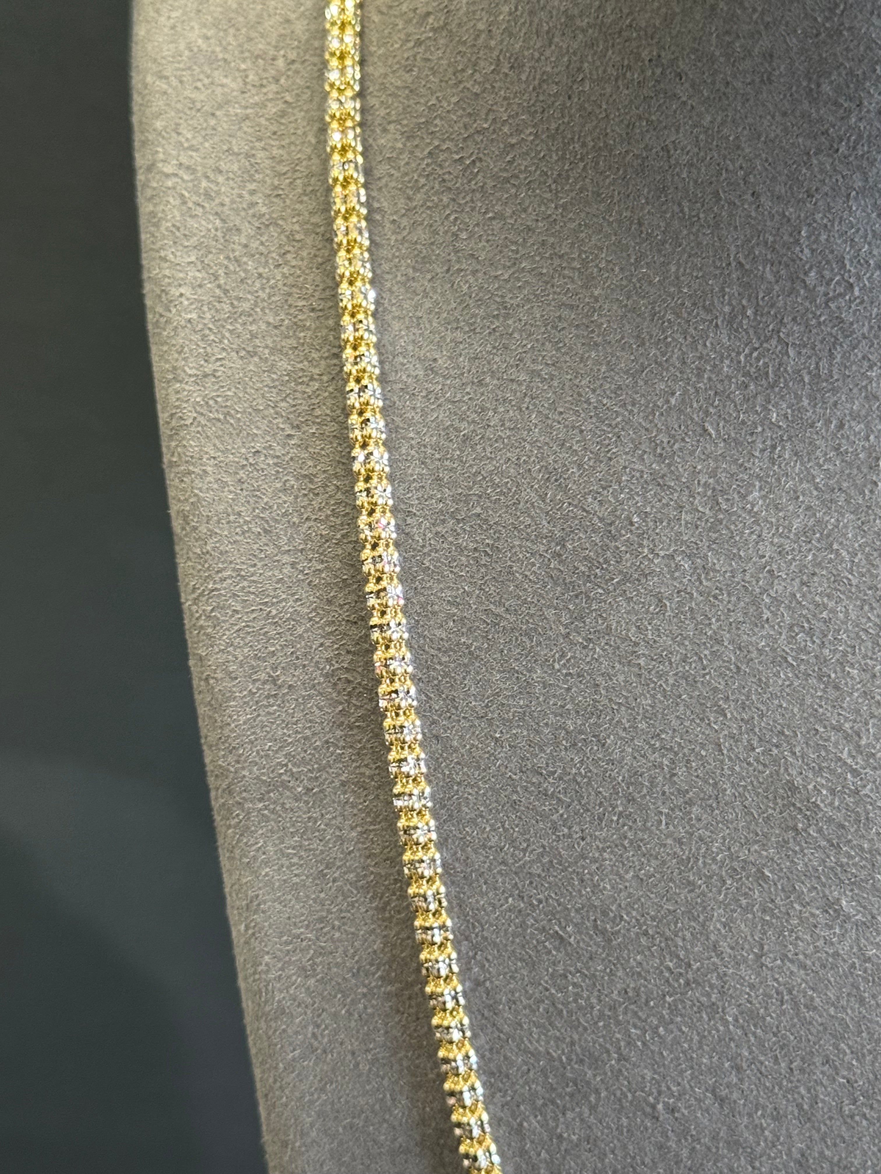 14K Gold Two Tone Ice Chain