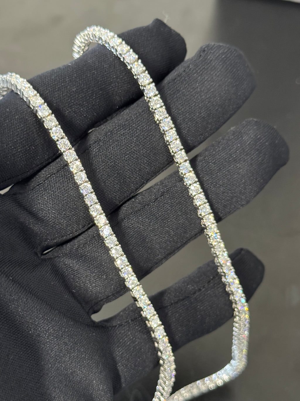 925 Sterling Silver Moissanite Stone Tennis Chain