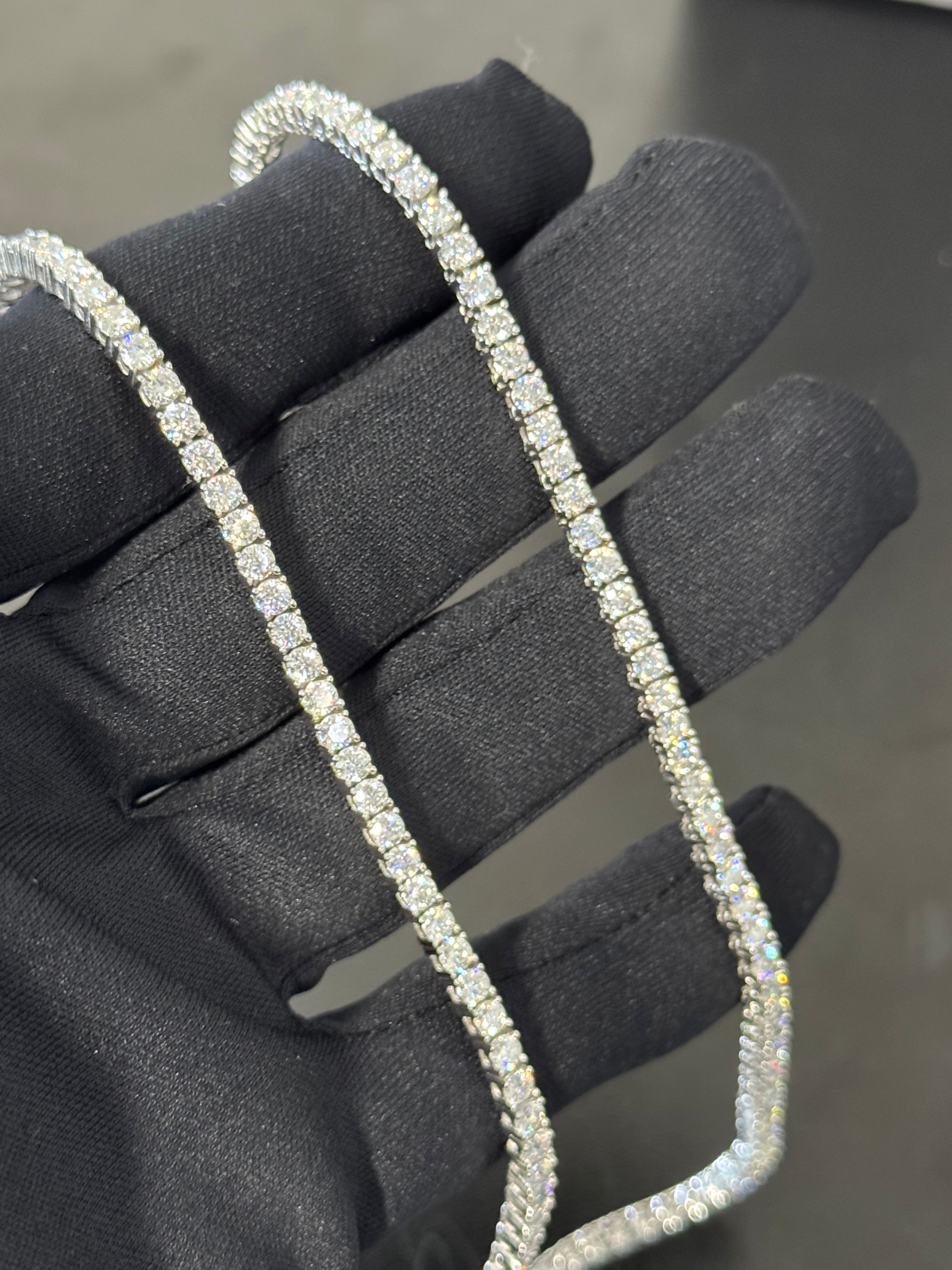 925 Sterling Silver Moissanite Stone Tennis Chain