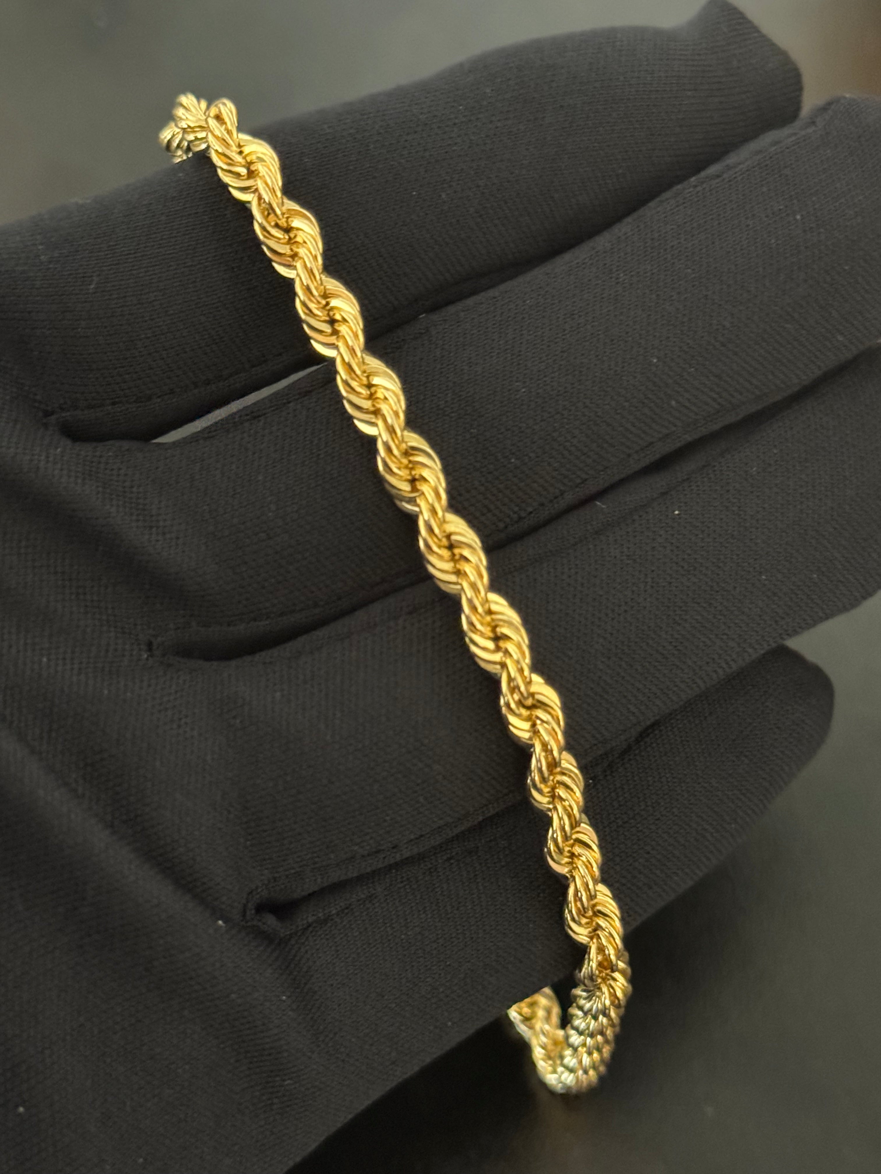 14K Gold Hollow Rope Chain Bracelet