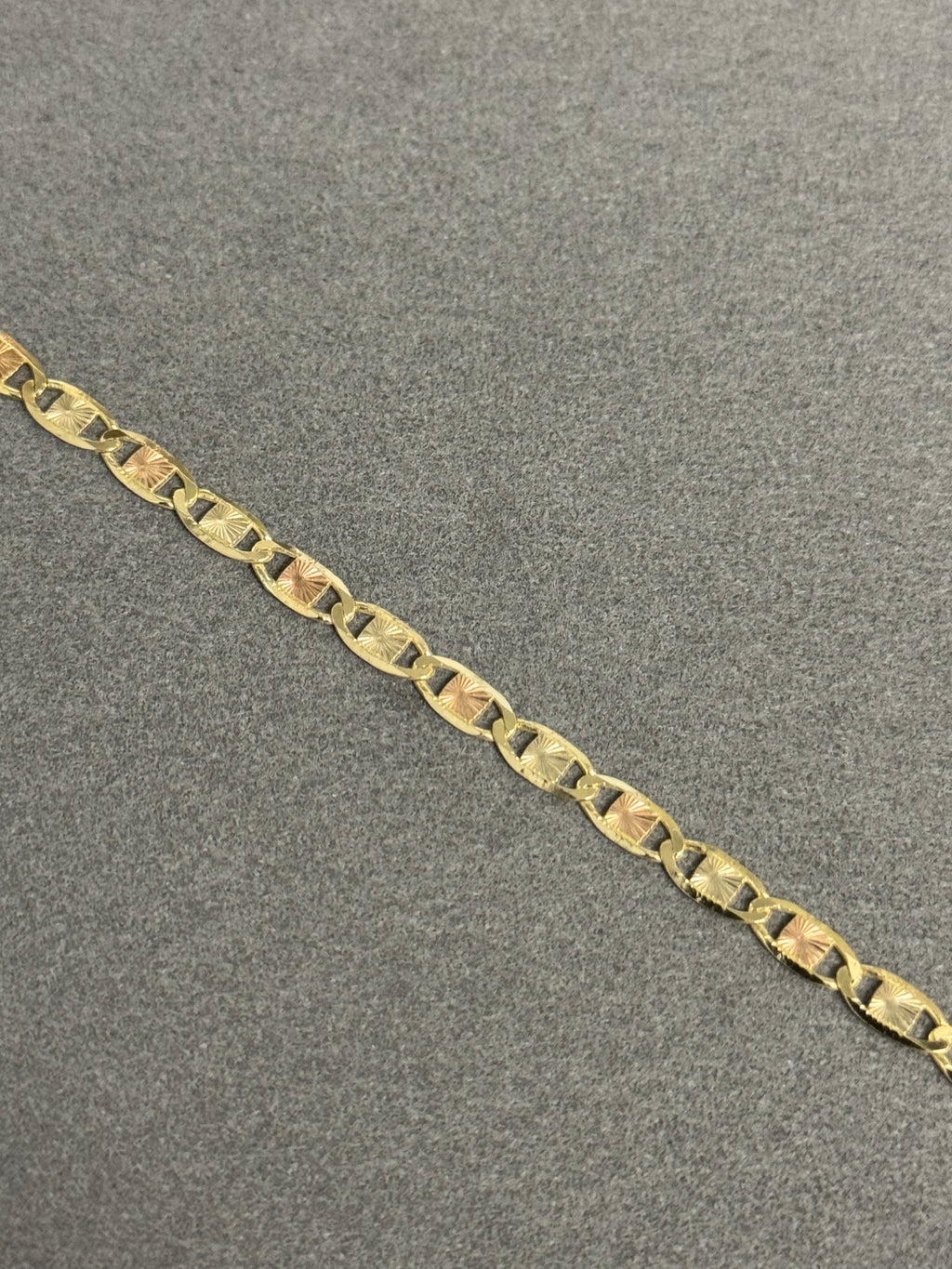 14K Gold Solid Tri Tone Valentino Chain Bracelet