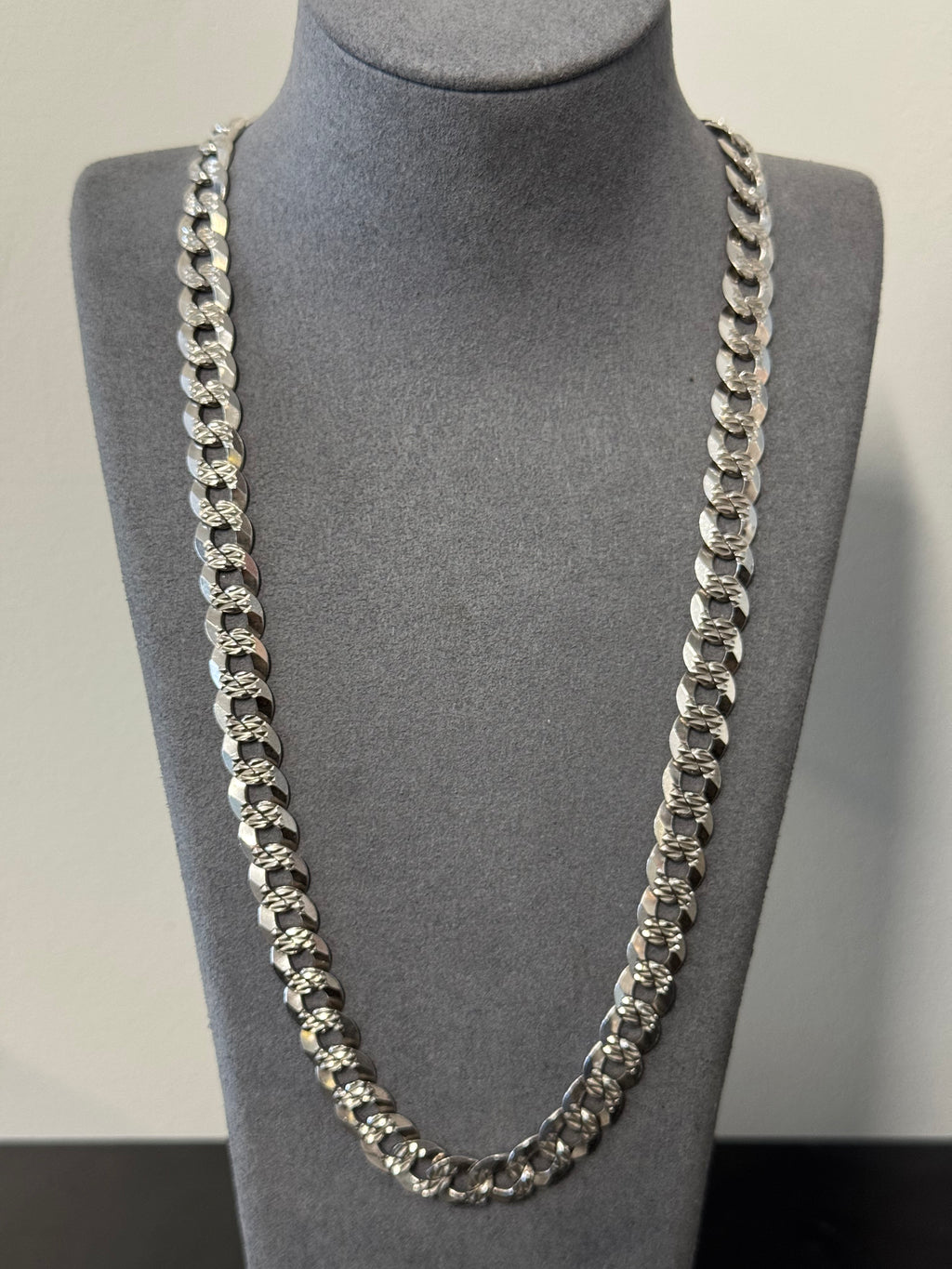925 Sterling Silver Pave Cuban Chain