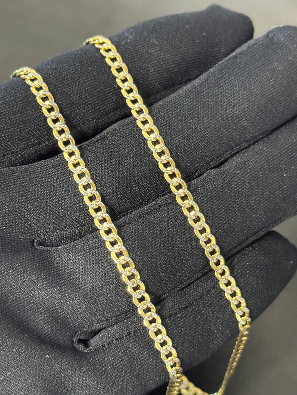 14K Gold Hollow Two Tone Cuban Chain