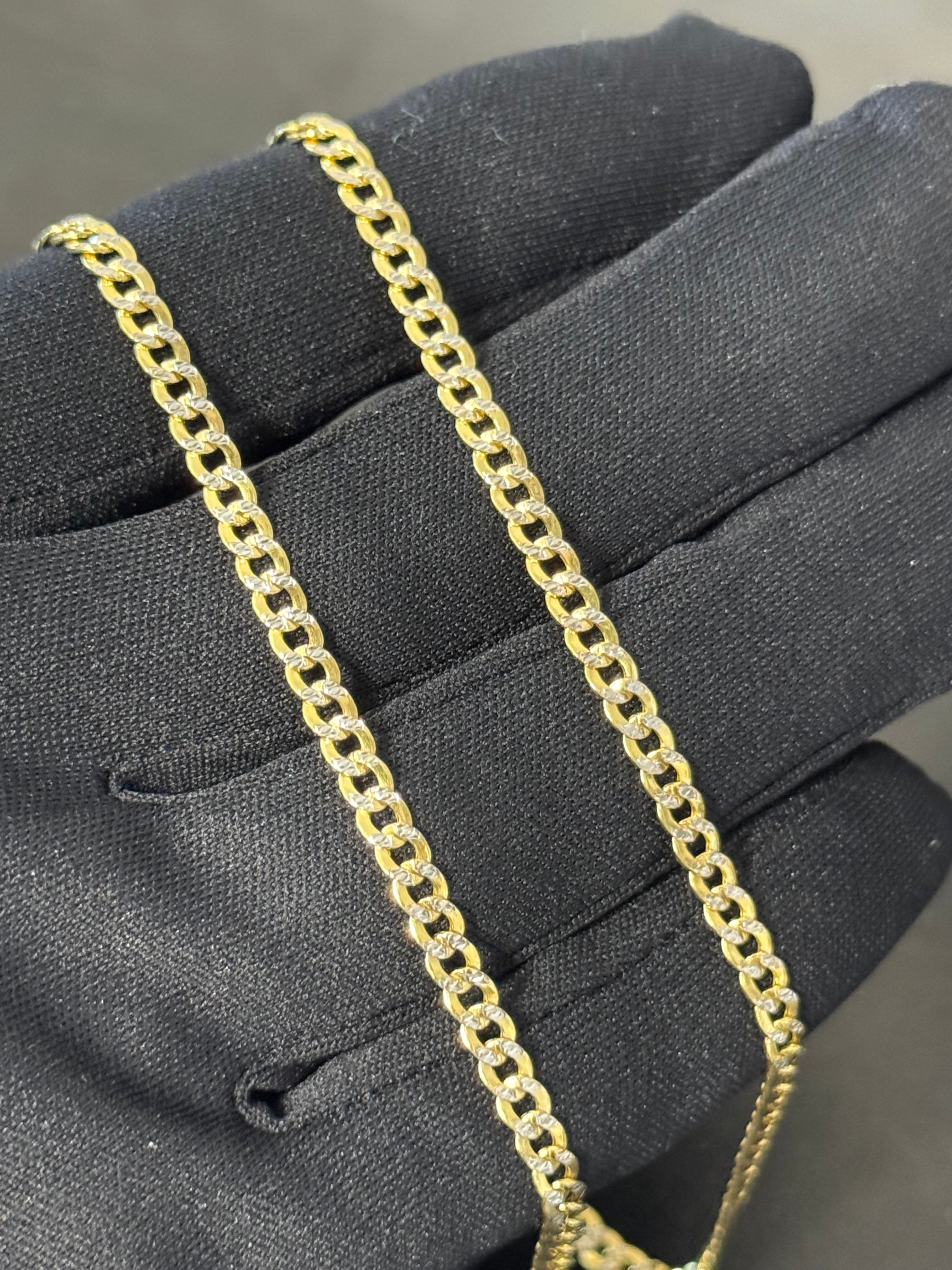 14K Gold Hollow Two Tone Cuban Chain