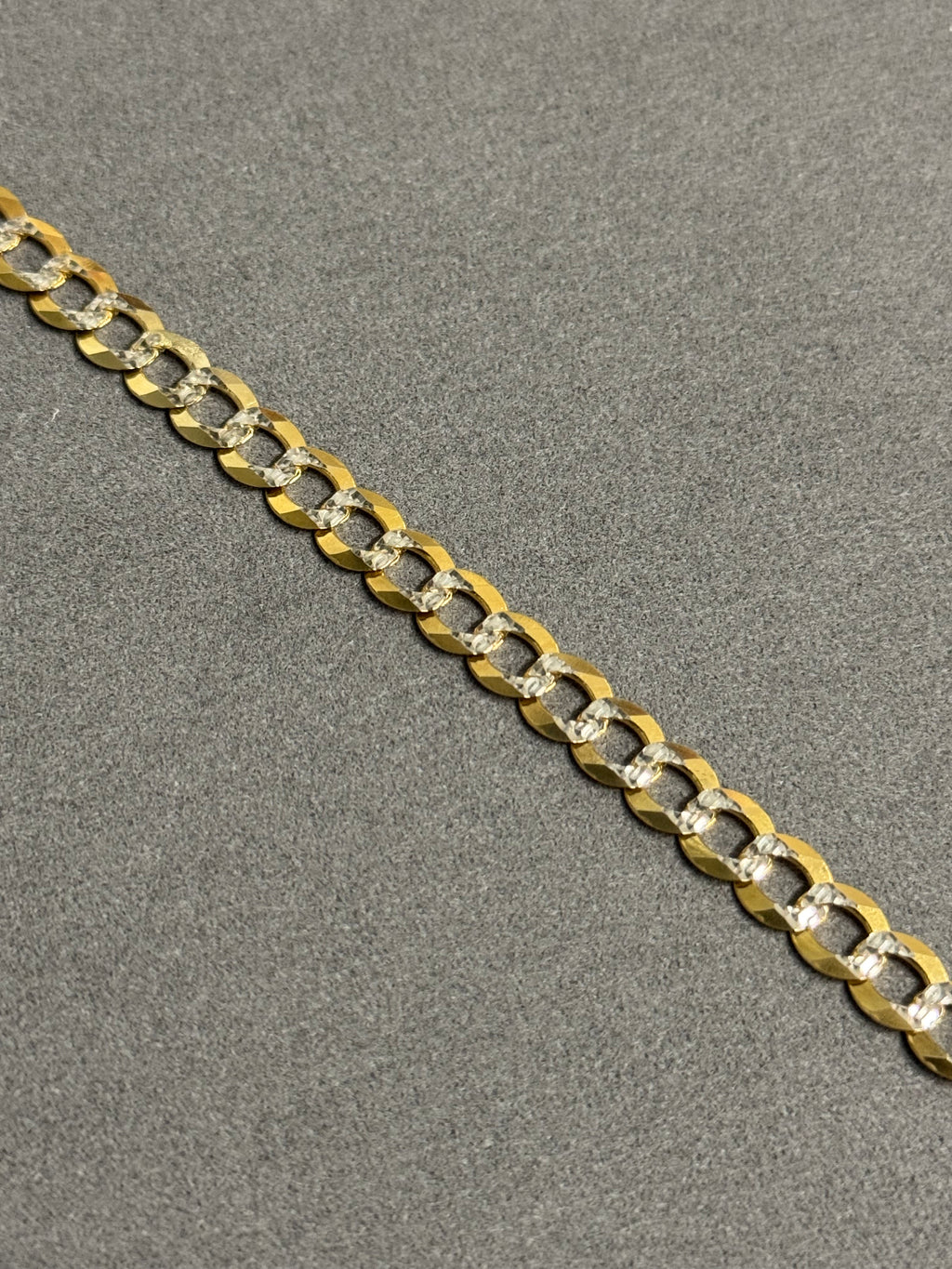 14K Gold Solid Two Tone Cuban Bracelet