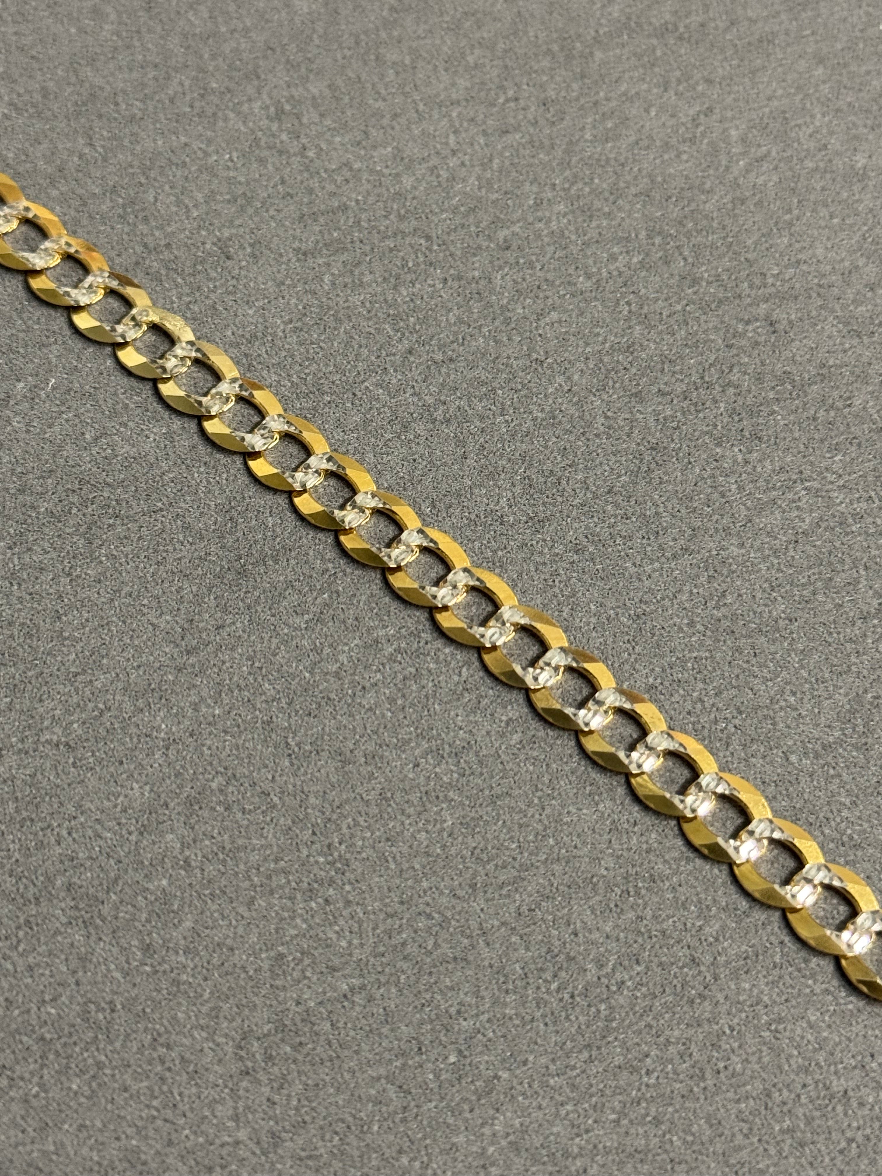 14K Gold Solid Two Tone Cuban Bracelet